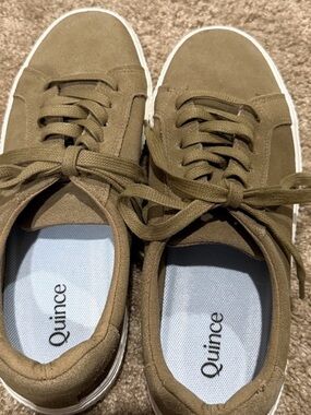 Quince Khaki Suede Lace-Up Sneakers